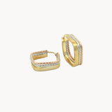 Three Toned Textured Square Hoops