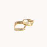 Three Toned Textured Square Hoops