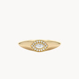 Diamond Signet Evil Eye Ring