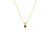 Bezel Set Diamond Ruby Pendant Necklace