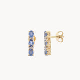 Diamond Sapphire Line Earrings