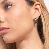 Lab Emerald Half Hoops